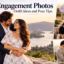 Couple posing for engagement photos in coordinated outfits with romantic outdoor pose ideas.